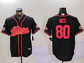 Men's San Francisco 49ers #80 Jerry Rice Black With Patch Cool Base Stitched Baseball Jersey,baseball caps,new era cap wholesale,wholesale hats